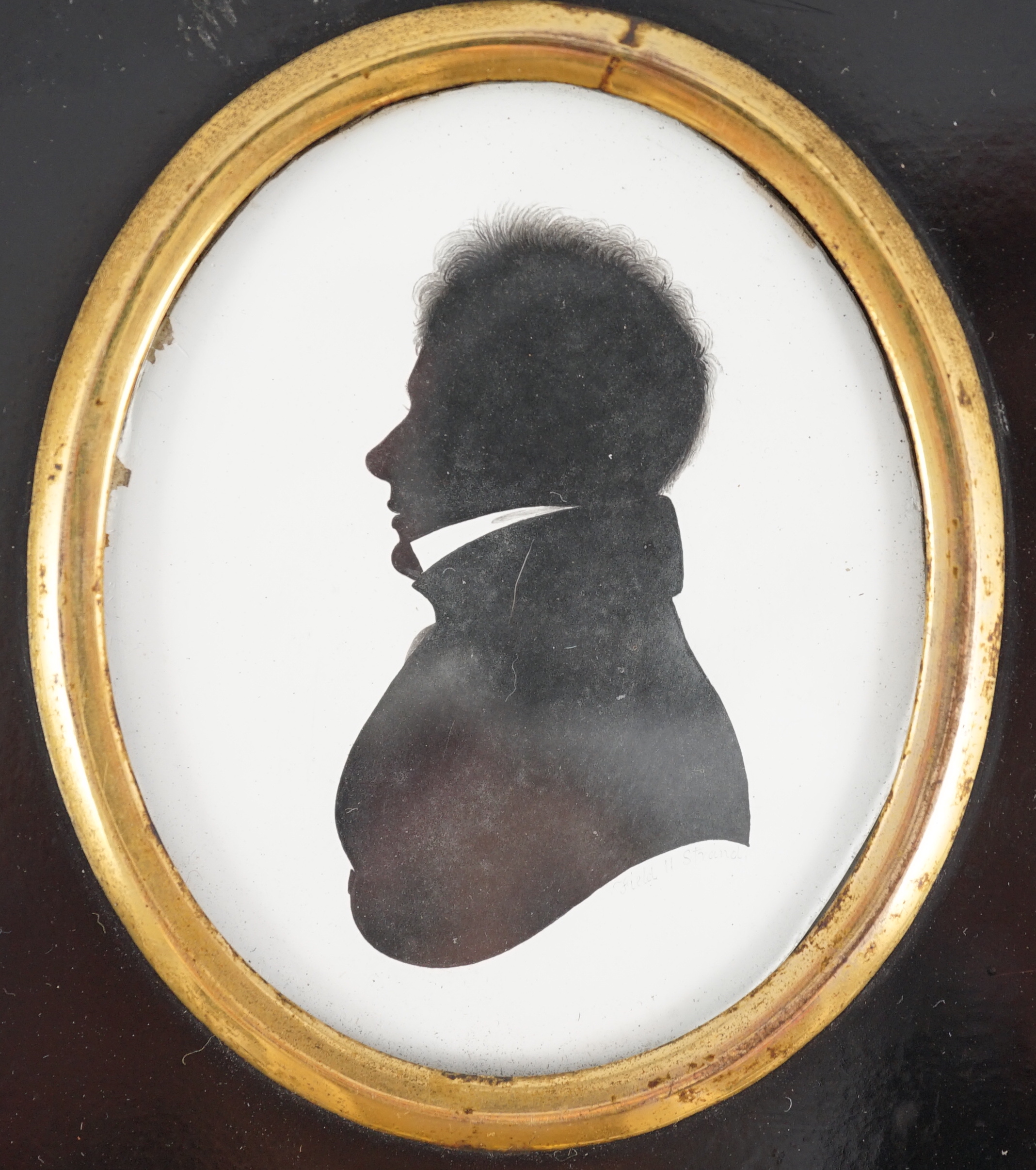John Miers (1756-1821) and John Field (1772-1848), Silhouettes of a gentlemen, painted plaster (2), 8.5 x 7cm. & 7.8 x 6.5cm.